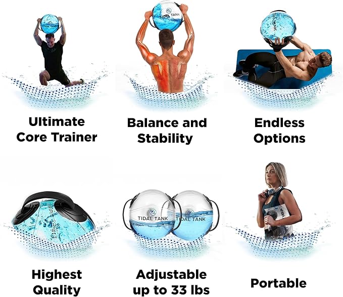 Tidal Tank Sphere Mini - Heavy Bag Aqua Ball, Water Weight - Sandbag Weight Set for Home Gym, Adjustable Sand Bags Weights Workout - Portable Exercise Fitness Equipment - Workout Videos