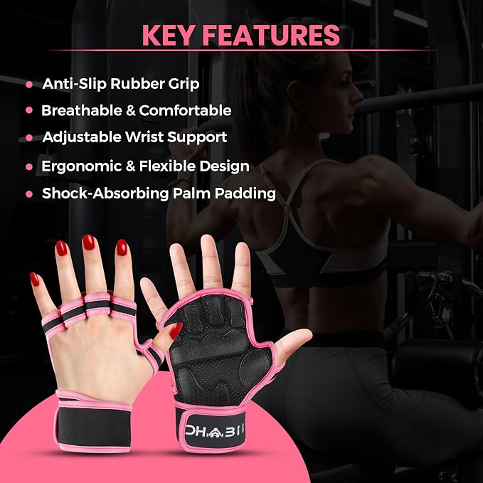 Workout Gloves for Men & Women, Smartwatch Compatible Ventilated Gym Gloves with Wrist Wrap Support, Breathable Weight Lifting Gloves for Fitness with Excellent Grip