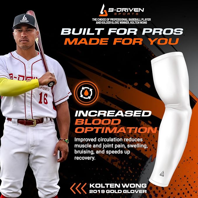 Pro-Fit Compression Arm Sleeve for Men, Women & Youth, Volleyball Baseball Basketball Weightlifting - Single