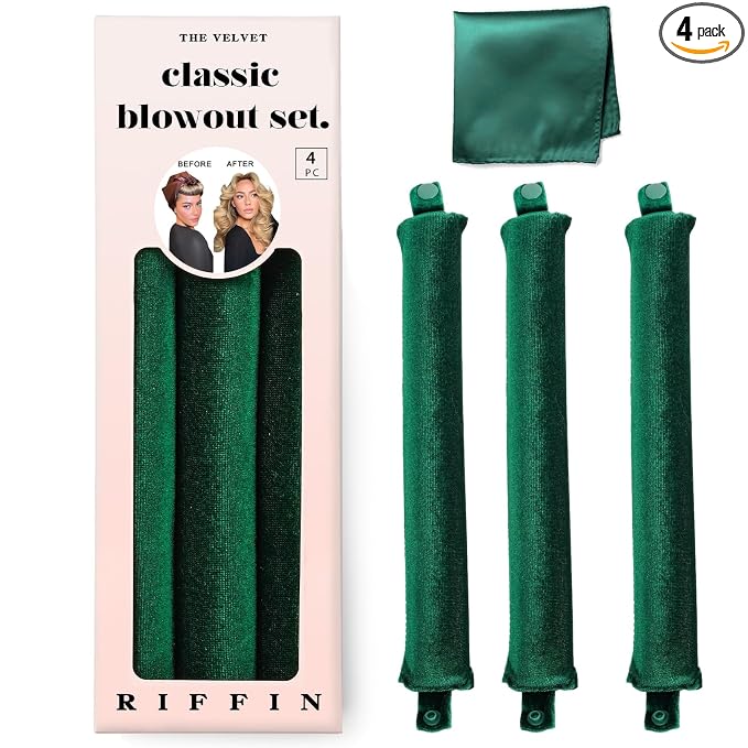 Classic Heatless Curls Overnight Rods - Upgraded Directional Grip Velvet Heatless Hair Curler to Sleep in No Heat Heatless Curling Flexi Rods Foam Hair Rollers for Blowout Look Medium & Long Hair