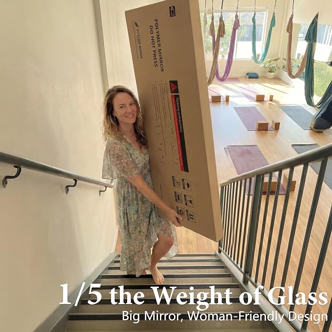 Full Length Floor Mirror with Wheels, Super Lightweight Glassless Shatterproof Film Mirror, Rolling Mirror for Home Gym, Dance Studio, Yoga Room, 67×20Inch, White
