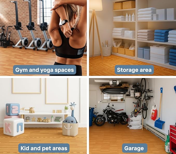 Art3d 48 Sq.Ft Eva Puzzle Exercise Mats, 24"x24" x 1/2" Thick Foam Interlocking Tiles for Flooring, Workout, Gym Equipments, Pack of 12, Teak