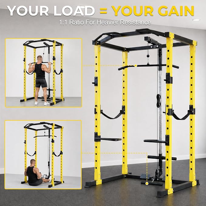 HulkFit Multifunction Heavy-Duty Power Cage Squat Rack, Home Gym,Multiple Sizes and Colors Available