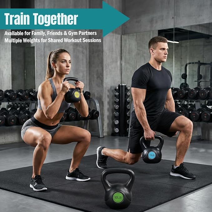 OLIXIS Hard Kettlebell Sets Strength Training KettleBells Weight Set | Coated Concrete Kettlebells, Wide Handle & Bottom, Weight Workout Exercise Equipment for Home Gym Outdoor
