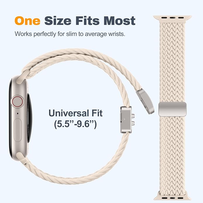 Laffav Braided Stretchy Band Compatible with Apple Watch Bands 42mm 40mm 41mm 38mm 44mm 45mm 46mm 49mm for Women Men, Magnetic Nylon Solo Loop Sport Strap for iWatch Series 11 10 9 8 7 6 5 4 SE Ultra