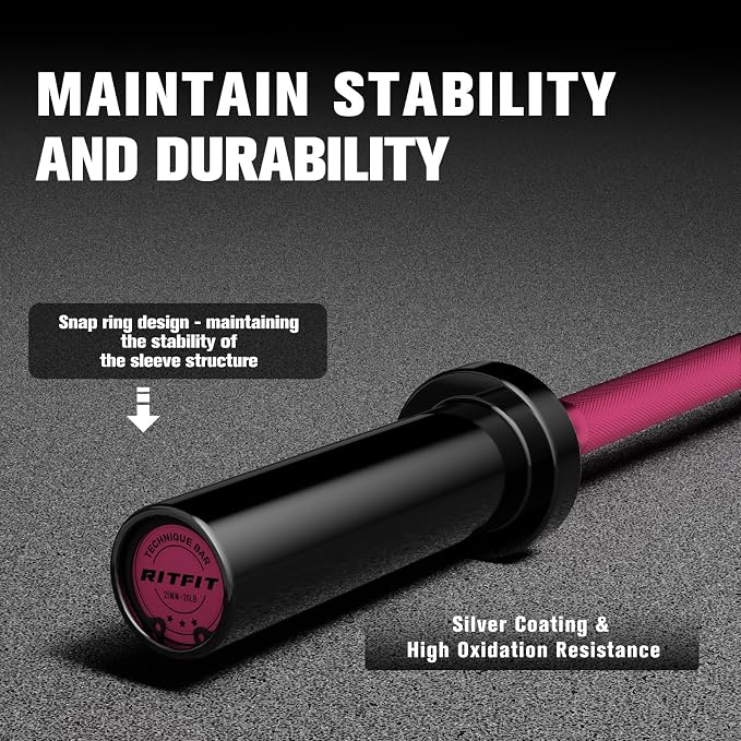 RitFit Barbell Weight Set - 4/6FT Olympic Barbell with Weight Plates (55-115LB Total) - Weightlifting Equipment for Squats, Curls, Deadlifts, Presses, Hip Thrusts