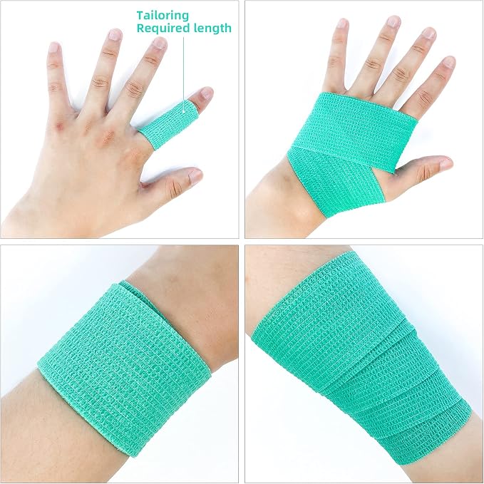 [24Pack 2" x5 Yards] Self Adhesive Bandages Vet Wrap, Wrap Tape Athletic Cohesive Bandage for Sports Injury, Strain, Knee&Wrist, Ankle Sprains. First Aid Non-Woven Bandages