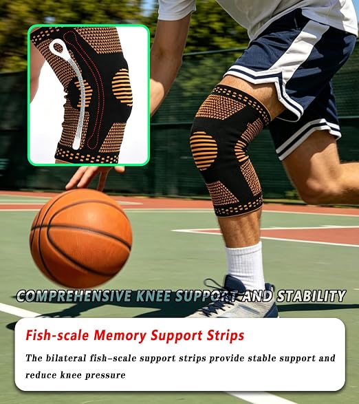 2 Pcs Knee Compression Sleeves for Men Women, Compression Knee Brace with Patella Gel Pad & Side Stabilizers,Knee Support for Meniscus Tear, Arthritis, Knee Pain Relief, Sports (Black and Brown, Medium)