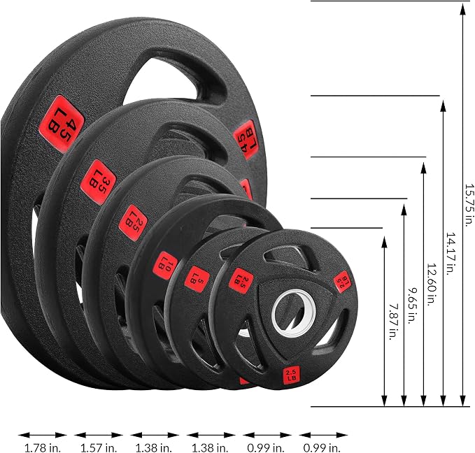 Signature Fitness Olympic 2-Inch Cast Iron Plate Weight Plate for Strength Training and Weightlifting, Multiple Sizes