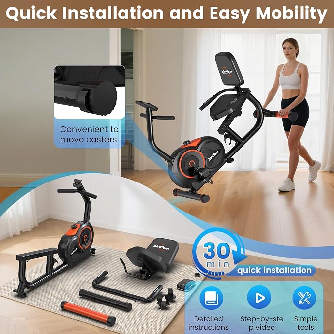 Recumbent Exercise Bike for Home,Recumbent Stationary Bikes for Adults & Seniors,Load Capacity of 400 pounds,Equipped with 16 Adjustable Gears, and Soft Adjustable Seats