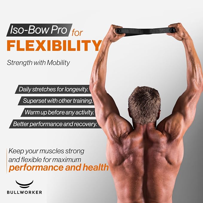 Bullworker ISO BOW Pro Isometric Exercise Equipment & Self Resistance Workout Straps - Stretching Strap with Handles, Portable Workout Equipment for Yoga, Pilates & Strength Training, Chest, Back, and Arms Workout Home Gym