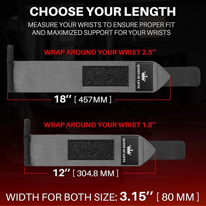TECEUM Elastic Cotton Weightlifting Wrist Wraps with Thumb Loops, 1 Pair