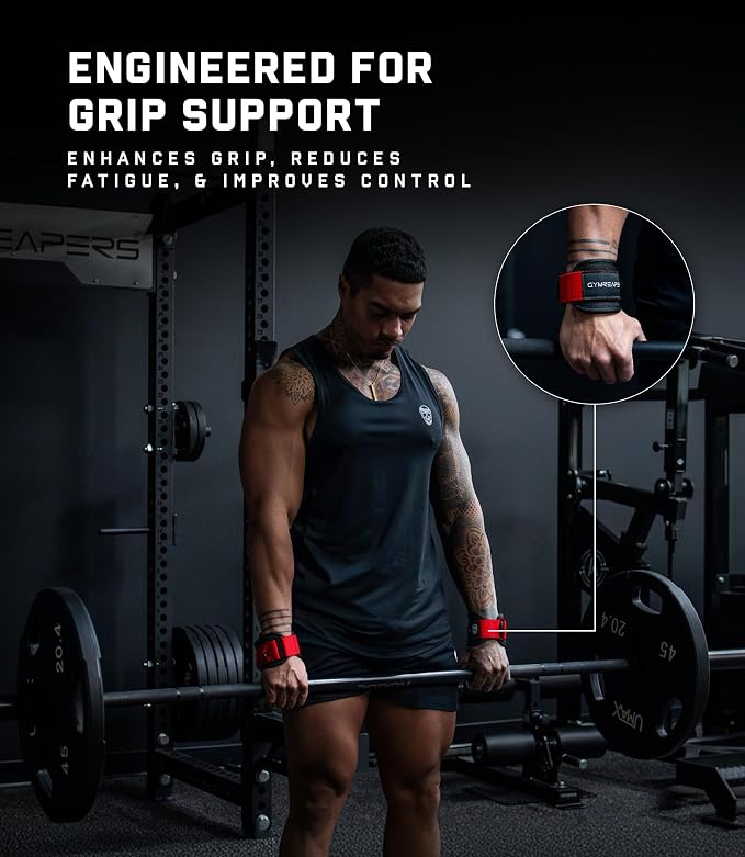 Gymreapers GripLink Lifting Straps – Heavy Duty D-Ring Weight Lifting Wrist Straps with Anti-Slip Silicone Grip Beads, Adjustable Support for Deadlifts, Powerlifting, Cable Machines & Gym Training