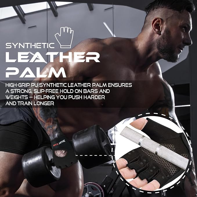 BEAST RAGE Workout Gloves for Men & Women - Fingerless Gym Gloves with Palm Protection, Breathable & Lightweight for Weightlifting, Cycling & Pull Up