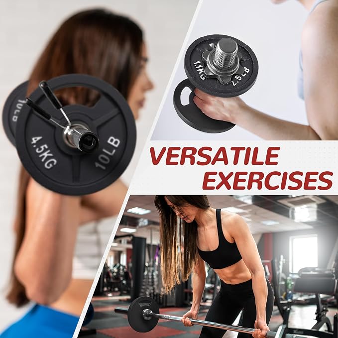 Fitvids 2-Inch Olympic and 1-Inch Standard Cast Iron Weight Plate for Strength Training & Weightlifting, Multiple Weights Available