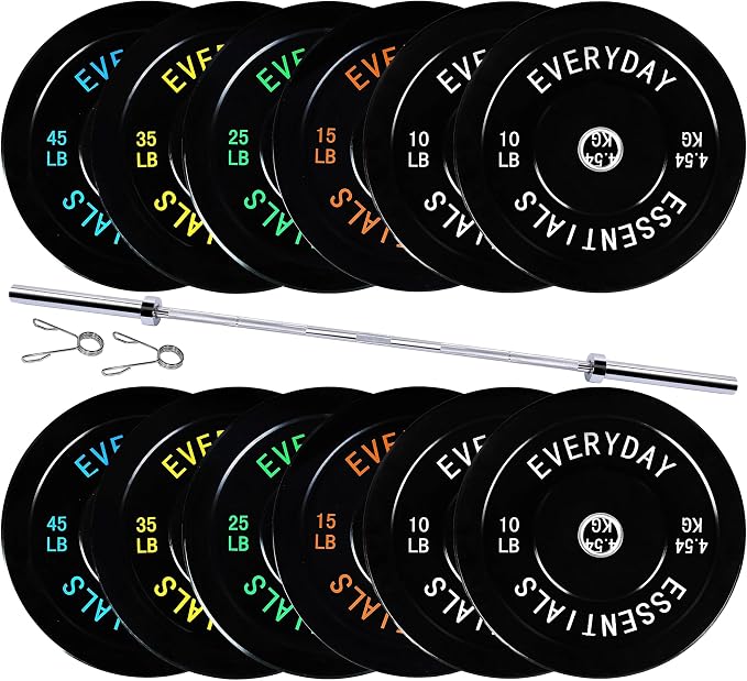 Fitvids 2-Inch Olympic Bumper Plates, Perfect Weight Plates for Weightlifting and Strength Training, Multiple Weights Available