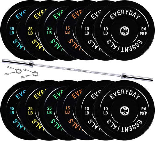 Fitvids 2-Inch Olympic Bumper Plates, Perfect Weight Plates for Weightlifting and Strength Training, Multiple Weights Available