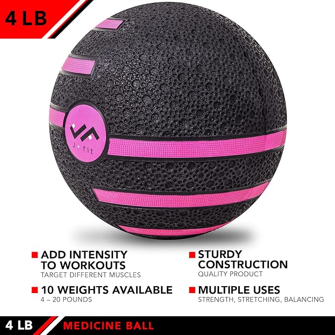 JFIT Dual Texture Medicine Ball – Weighted Exercise Ball for Strength, Core & Functional Fitness Training