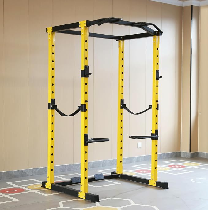 Fitvids Multiple Specifications Power Cage Squat Rack, Includes J-Hooks and Safety Straps, Other Optional Accessories