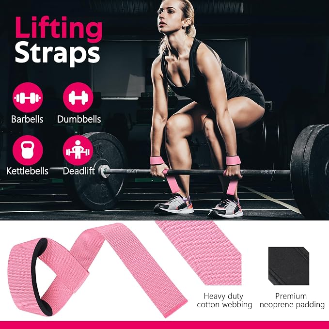 WALITO 8Pcs Barbell Pad Set for Hip Thrust - Squat Pad,Gym Accessories for Women with Bar Bad,Bench Press, with Gym Ankle Straps,Resistance Bands for Working Out,Lifting Strap,Carry Bag