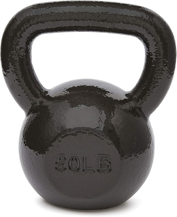 Amazon Basics Cast Iron Kettlebell for Strength Training, Textured Wide Handle, Black
