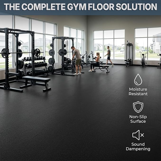 Flooring Inc's 1/4" Thick Tough Rubber Flooring Roll | Flexible Recycled Rubber Floor Mats for Home Gym | Heavy Duty Rubber Mat for Home Gyms, Sheds, Horse Stall Mat or Trailer