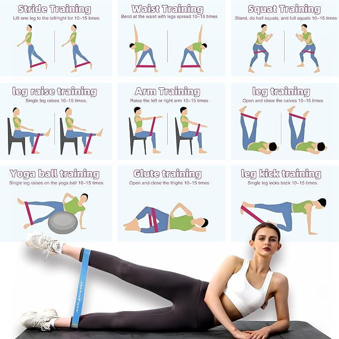 Resistance Loop Exercise Bands, Resistance Bands Exercise Bands for Home Fitness, Stretching, Strength Training, Physical Therapy,Elastic Workout Bands for Women Men Kids, Set of 5