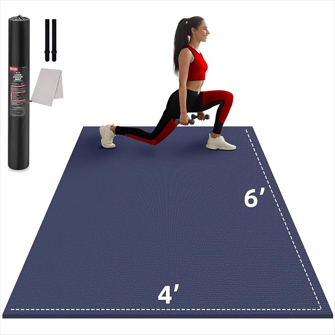 GymCope Large Exercise Mat for Home Workout,12‘x6’/10'x6'/9'x6'/8'x6'/7'x5'/6'x4' (7mm) Extra Thick Workout Mat, High-Density Gym Mat for Cardio, Jump Rope, MMA, Weights (Shoe-Friendly)
