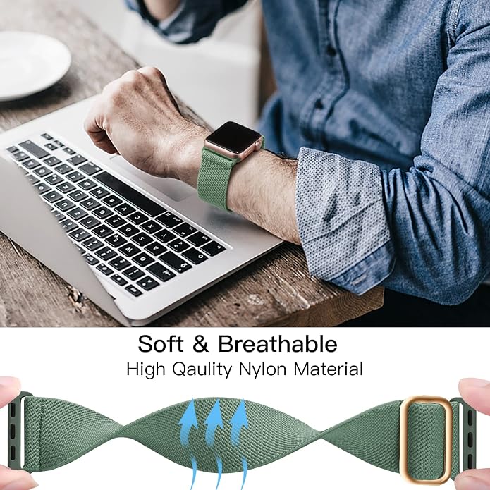 Lerobo Braided Band Compatible with Apple Watch Series 11 10 9 8 7 46mm 45mm 41mm Ultra SE 3 2 1 49mm Series 6 5 4 3 44mm 40mm 38mm 42mm Men iWatch Bands Women Stretchy Nylon Solo Loop Sport Strap