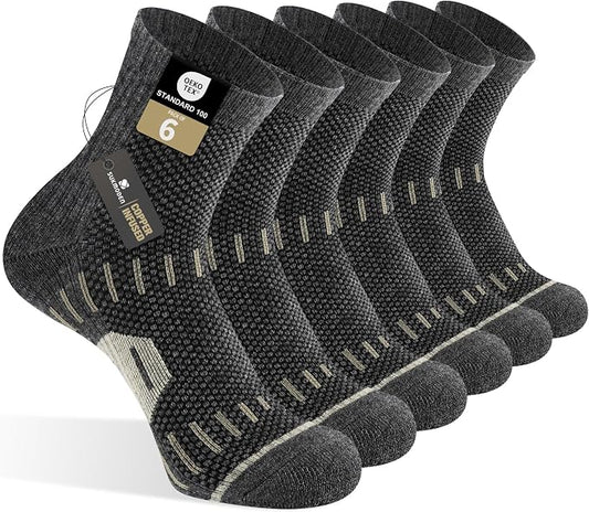 6 Pairs Copper Ankle Compression Socks for Men and Women | Copper Graduated Compression Socks with Terry Cushioning and Arch Support, Breathable Mesh Design, Machine Washable