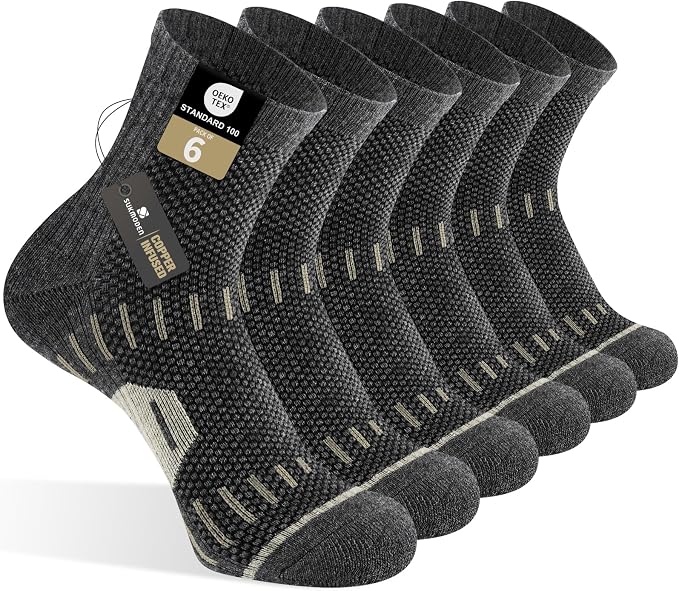 6 Pairs Copper Ankle Compression Socks for Men and Women | Copper Graduated Compression Socks with Terry Cushioning and Arch Support, Breathable Mesh Design, Machine Washable