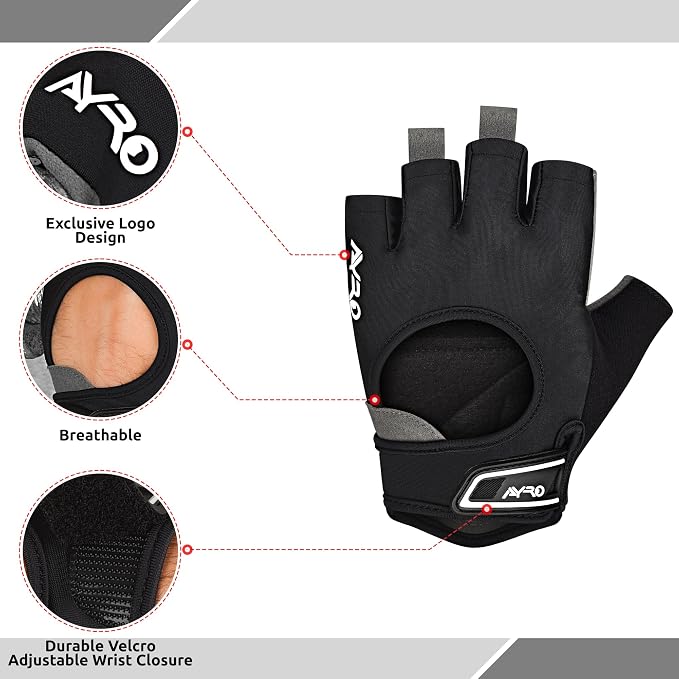 AYRO Breathable Weight Lifting Gloves, Gym Gloves for Men & Women with Extra Grip, Workout Glove for Men with Full Palm Protection, Removal with Durable Closure, for Weightlifting