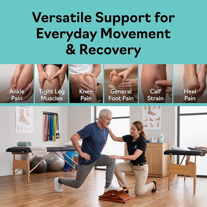 Slant Boards for Exercise, Wooden Slant Board, Calf Stretch Board with 7 Incline Angles, Velour Board, Balance Board & Calf Stretcher, Portable Incline Board for Physical Therapy, Ankle Mobility, Heel & Knees