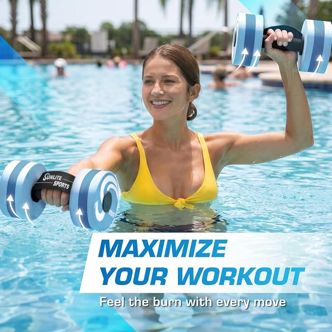 Sunlite Sports Water Workout Combo Set, High Density Water Weights for Pool Exercise, Dumbell, Swim Belt, Aerobics Equipment, Aqua Jogger Belt, Pool Fitness, Aqua Therapy & Exercise