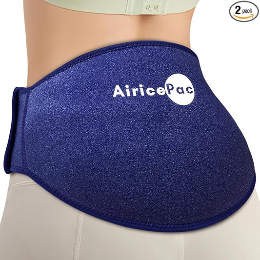 AiricePac Ice Pack for Back Pain Relief, Reusable Gel Lower Back Wrap, Cold Compress Therapy for Waist Lumbar Injuries, Sciatic Nerve, Herniated or Degenerative Disc, Coccyx, Tailbone Pain Blue
