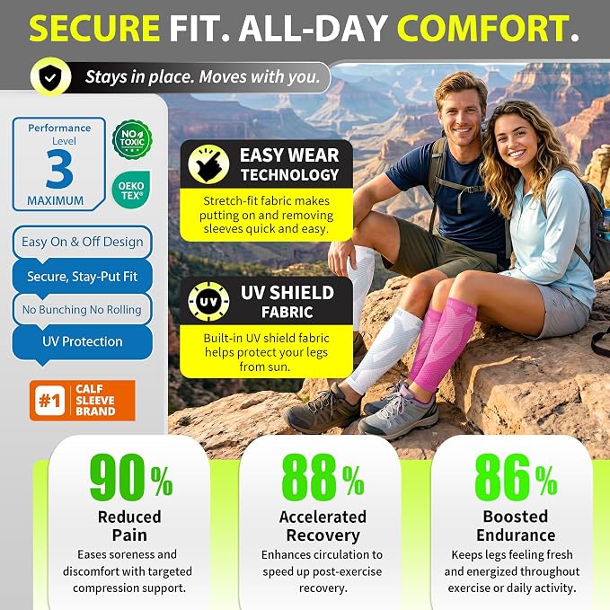 BLITZU Calf Compression Sleeves, Footless Compression Socks for Men & Women | Leg Support Brace, Shin Splint Pain Relief, Reduce Varicose Vein Swelling, Muscle Recovery, Running, Nursing, Fitness, Travel