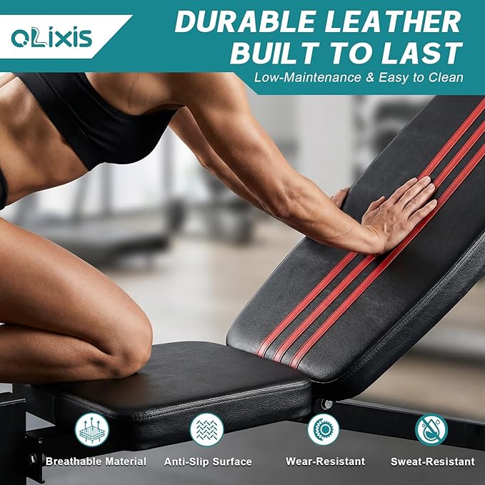 OLIXIS Adjustable Weight Bench Set with Rack, 650 LBS Capacity Heavy Duty Foldable Bench Press Set with Leg Extension Curl, Easy Assembly Strength Training Workout Set for Garage, Home, Gym