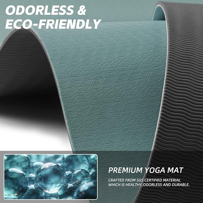 PAIDU Extra Long Wide Yoga Mat, （10mm） Thick Non-Slip Exercise Mat 76"x33" | large mat, ideal for yoga, Pilates & home gym, with non-slip grip & cushioning for all exercises.