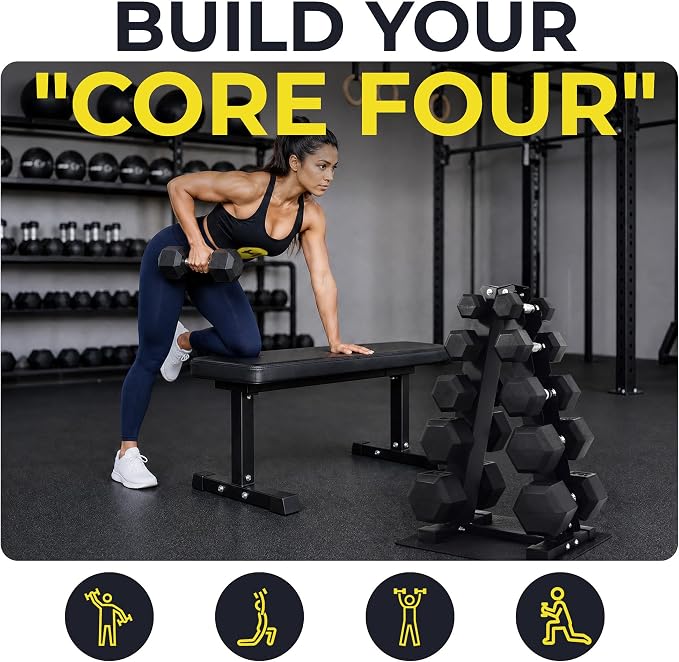 HulkFit 160-550LB Rubber Hex Dumbbell Set with Storage Rack, Solid Cast Iron Dumbbells for Full Body, Anti-Slip Grip, Weights Dumbbells Set for Home Gym Training