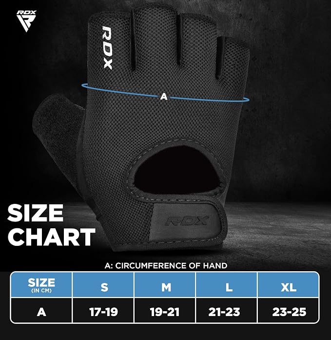 RDX Weight Lifting Gloves Gym Fitness Workout, Anti Slip Palm Protection Half Finger Exercise Glove for Powerlifting Deadlifting Bodybuilding Calisthenics Cycling Rowing Climbing Training, Men Women