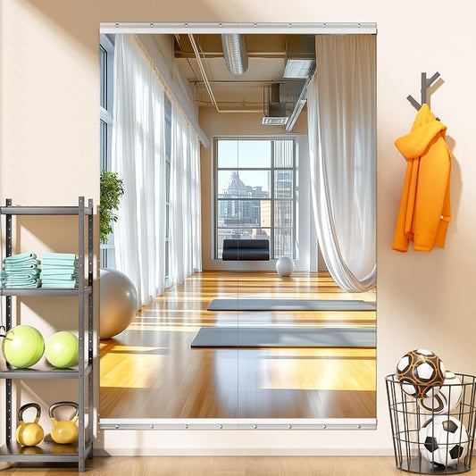 Home Gym Mirror, 67" x 24", 2PCS Large Full Body Mirror for Yoga, Shatterproof HD Frameless Tempered Glass, Wall-Mounted Wall Mirrors for Home Gym, Workout, Garage, Dance Studio