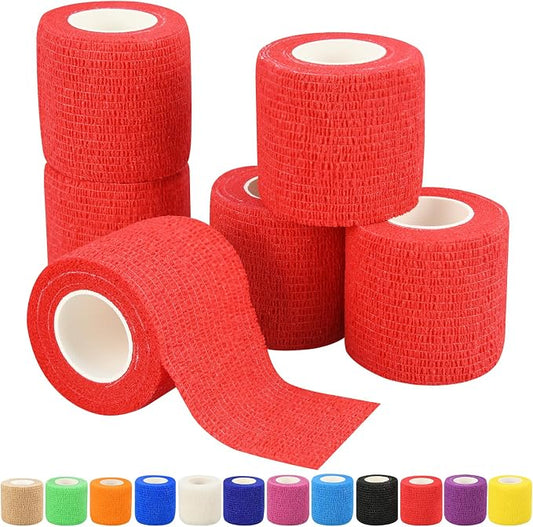 6pcs 2in Self Adhesive Bandage Wraps, 12 Colors, 5 Yard Wraps for Sports