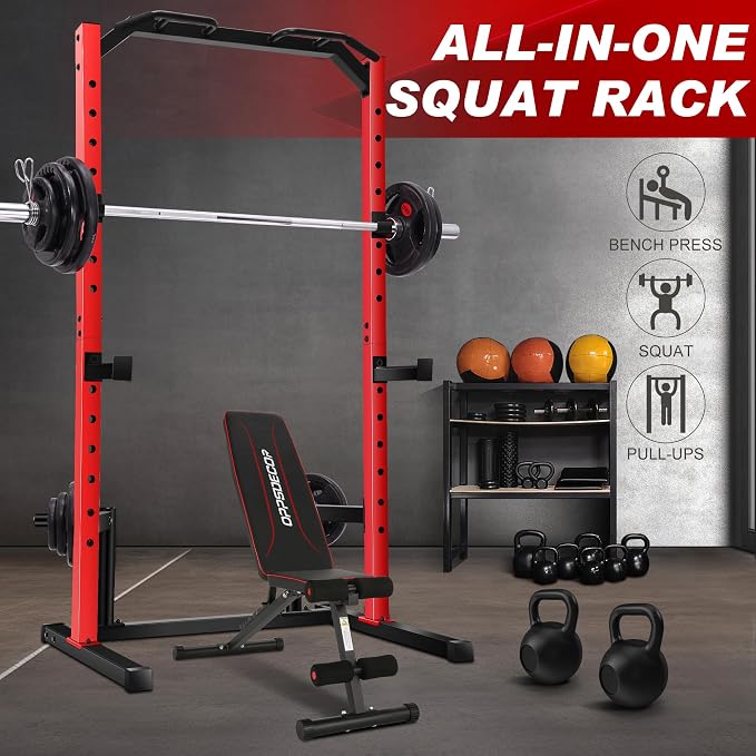 OPPSDECOR Power Cage Power Rack, Multi-Functional Weight Cage with More Training Attachments, Heavy-Duty Construction Squat Rack for Home Gym