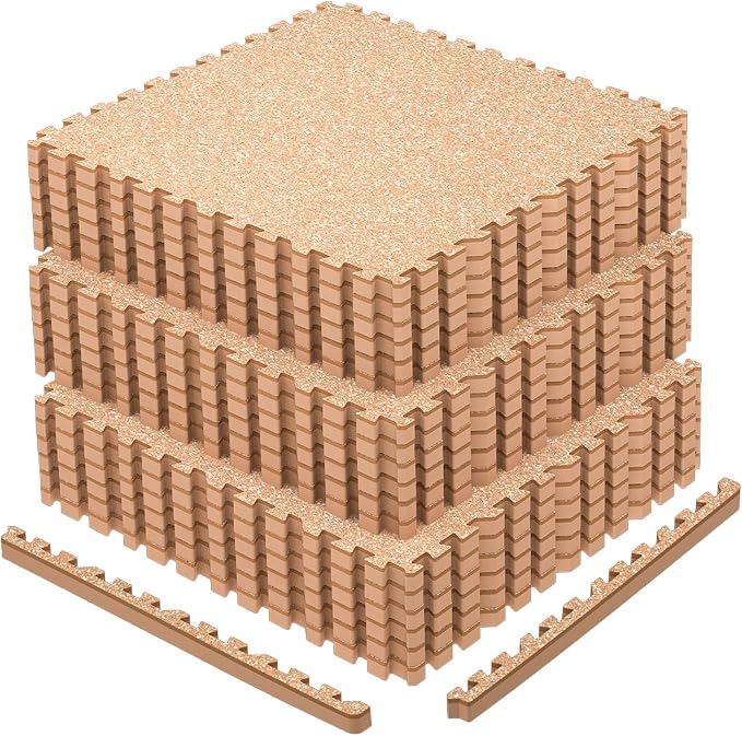 AIRHOP 0.79'' Extra-Thick 72 Sq Ft Rubber Top Gym Flooring for Home Gym | 18 Tiles, High Density EVA Foam, Waterproof & Non-Slip Rubber, Interlocking Puzzle Mats, Heavy Duty Floor Protection, 24"x24"