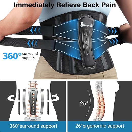 Back Brace For Lower Back Pain Women Men With 360°Support & Hot/Cold Compress,Breathable Back Support Belt With 3D Pad,Adjustable Back Brace For Sciatica,Herniated Disc,Scoliosis,M