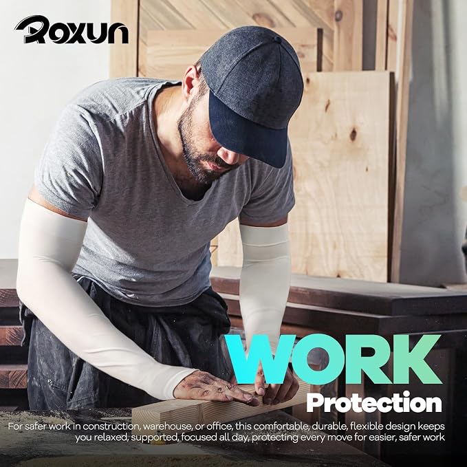ROXUN Arm Sleeves with Thumb Hole, Cooling UV Sun Protection for Men/Women | High‑elastic fabric,compression tattoo cover up for men/women,great for outdoor activities