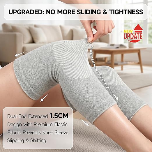 Braventure Bamboo Knee Compression Sleeve 1 Pair For Women & Men, Large | Knee Brace for Arthritis-Related Pain Relief,Soft Breathable Knee Support, Joint Pain Relief, Workout, Stairs, Night Recovery