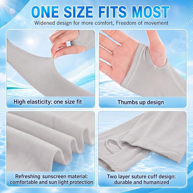 SATINIOR 8 Pairs Sun Protection Cooling Arm Sleeves Upper Compression Sleeve Plus Size Slimming Arm Shaper Wrap for Women