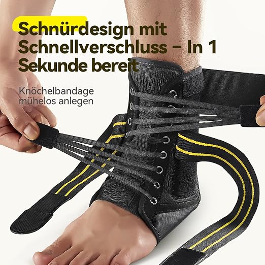 Ankle Brace for Women Men, Lace Up Foot Stabilizer for Sprained Ankle | 2 Removable Side Stabilizers, Quick Lace-Up, Figure 8 Support, Adujustable, Fit for Achilles Tendonitis, Injured Ankle