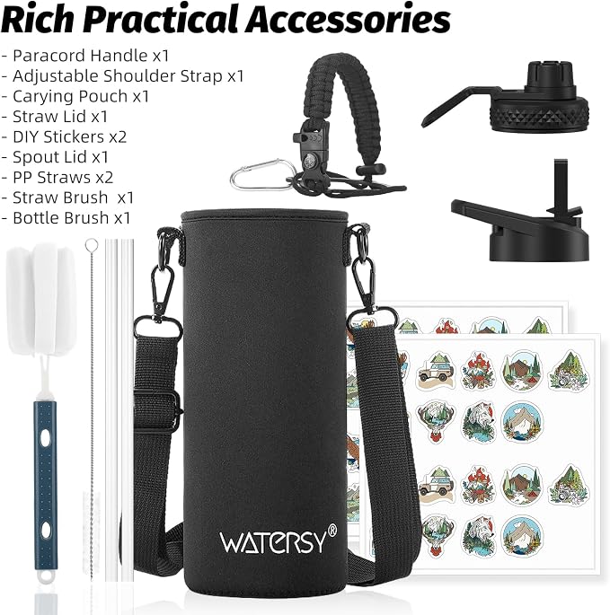 40oz Insulated Water Bottle (Cold for 48 Hrs),BPA Free&Leak Proof,Stainless Steel Water Flask,Water Jug with Straw Spout Lids for Gym,Hiking,Travel,Gradient Blue